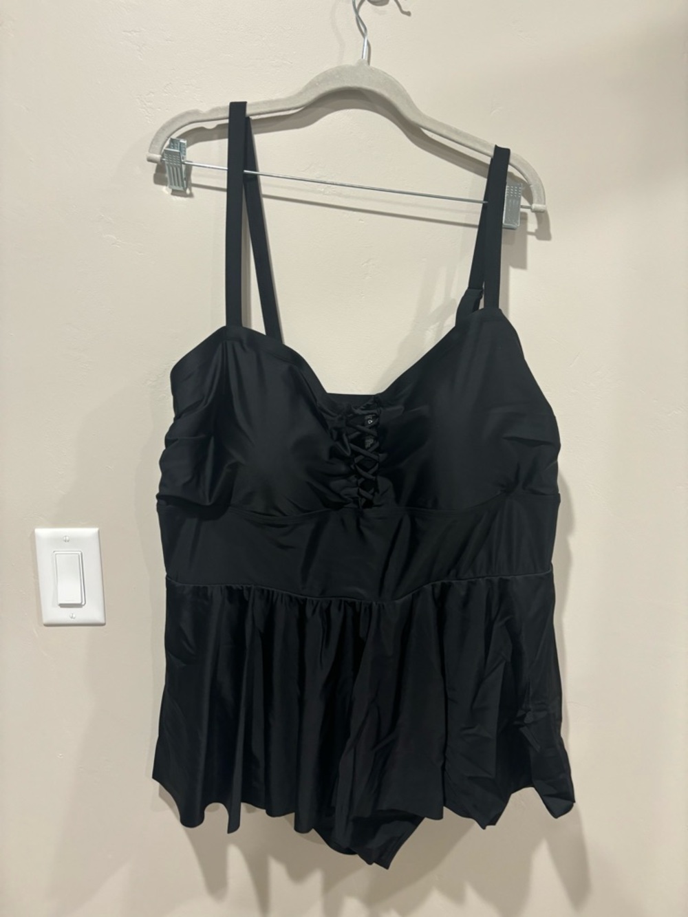 torrid Black Lace-Up Peplum Swimdress